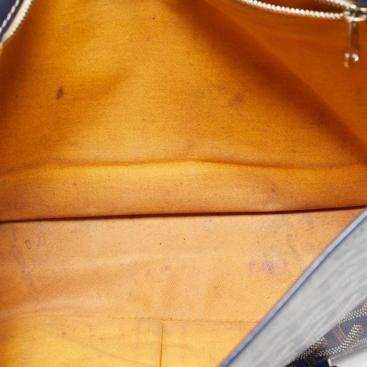 Pre Owned Goyard Blue Goyardine Coated Canvas and Leather Belvedere MM Saddle Bag