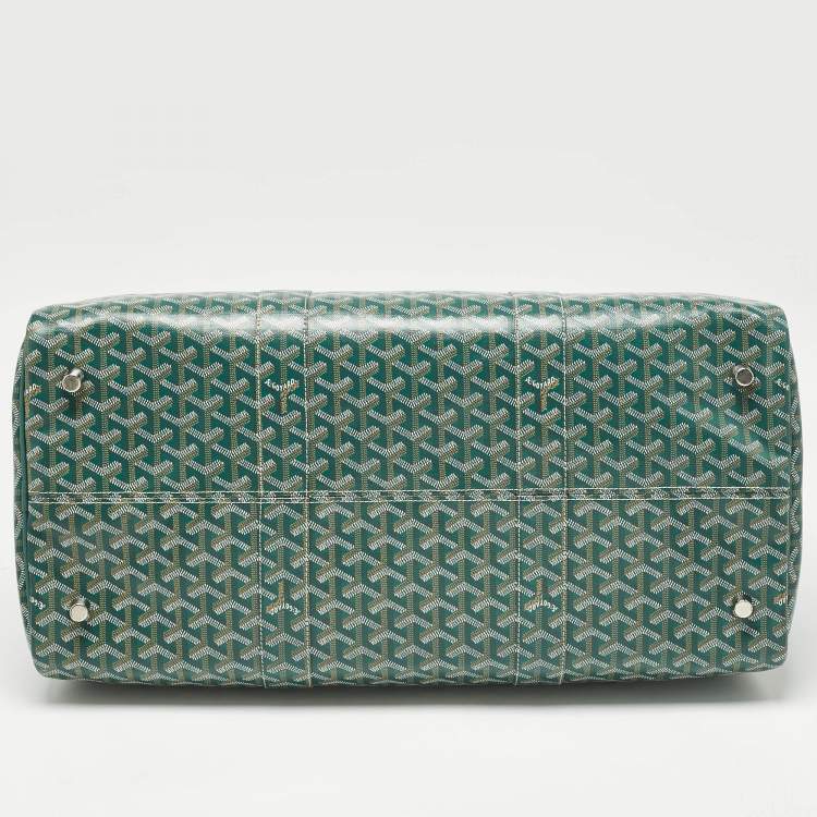 Pre Owned Goyard Green Goyardine Coated Canvas and Leather Boston 50 Bag