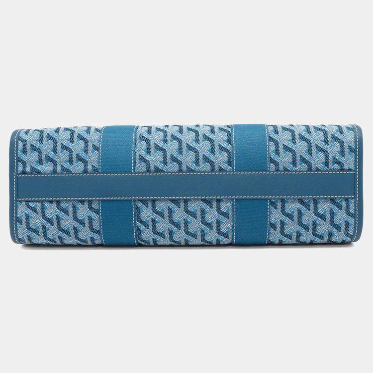 Pre Owned Goyard Villette PM Ocean Blue Canvas and Leather Shoulder Bag
