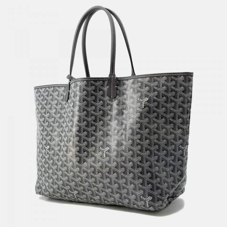 Pre Owned Goyard Saint Louis PM Gray PVC Leather Tote Bag