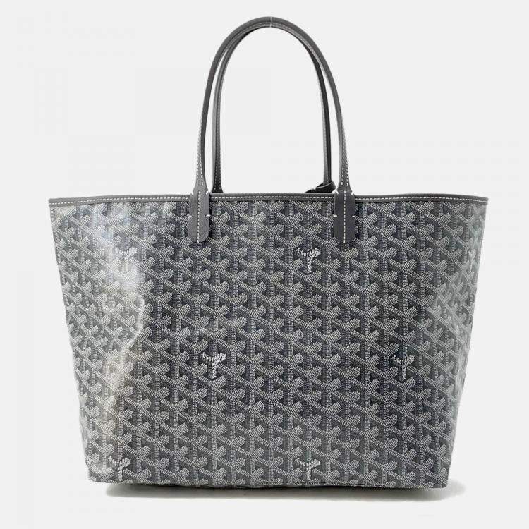 Pre Owned Goyard Saint Louis PM Gray PVC Leather Tote Bag