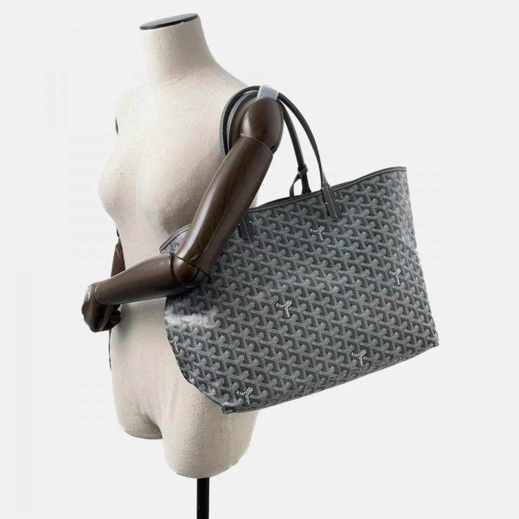 Pre Owned Goyard Saint Louis PM Gray PVC Leather Tote Bag