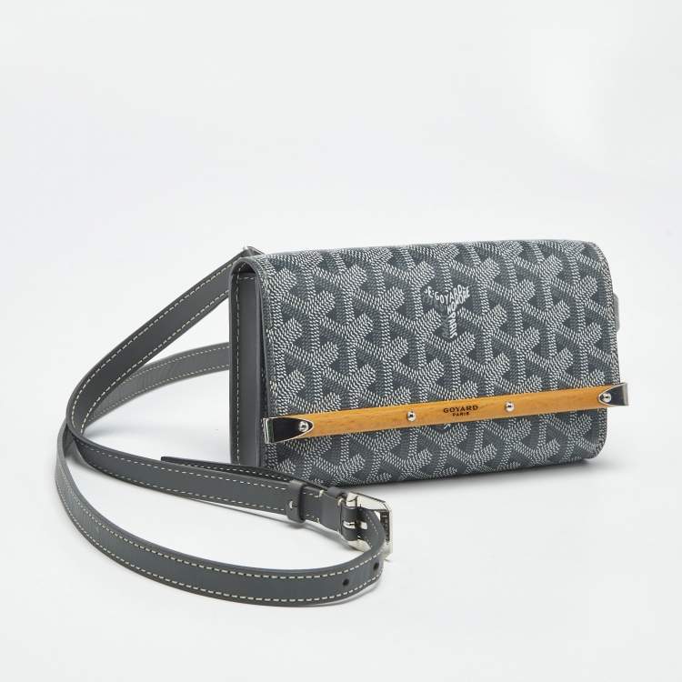 Pre Owned Goyard Grey Goyardine Coated Canvas and Leather Mini Monte Carlo Case