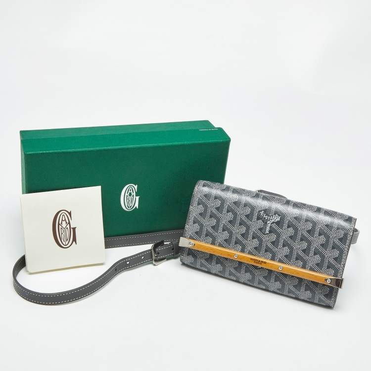 Pre Owned Goyard Grey Goyardine Coated Canvas and Leather Mini Monte Carlo Case