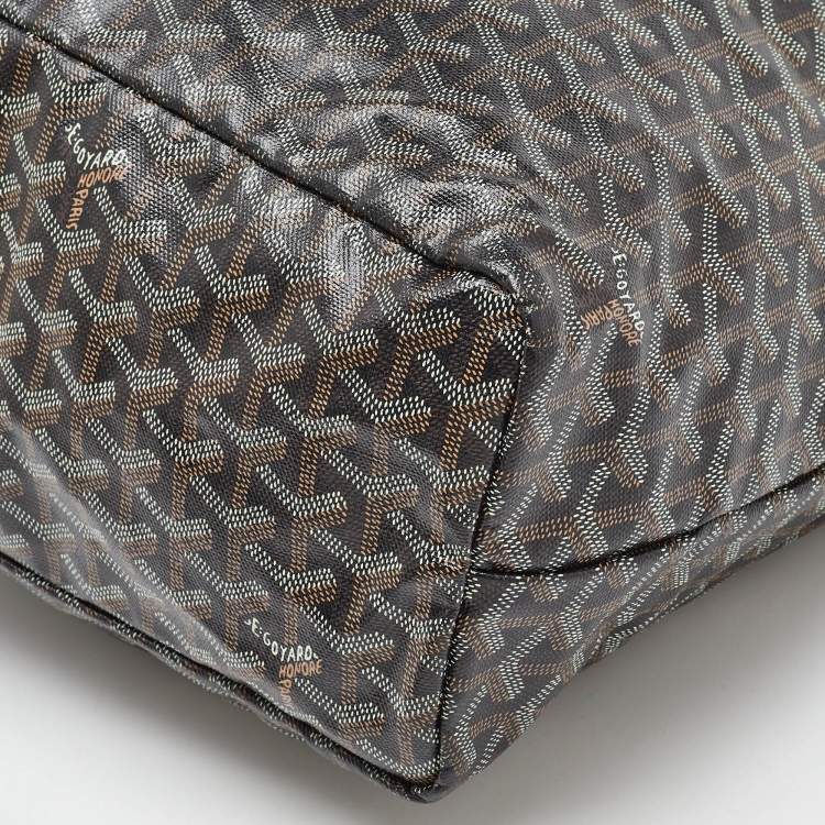 Pre Owned Goyard Black/Tan Goyardine Coated Canvas and Leather Saint Louis PM Tote