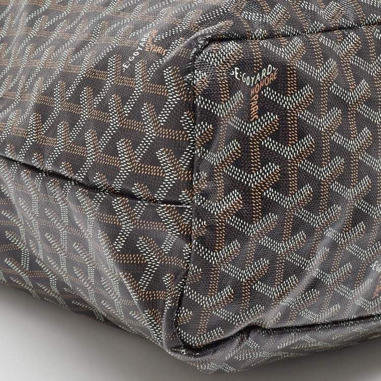 Pre Owned Goyard Black/Tan Goyardine Coated Canvas and Leather Saint Louis PM Tote