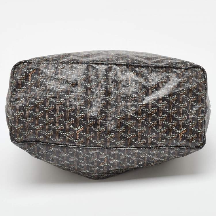 Pre Owned Goyard Black/Tan Goyardine Coated Canvas and Leather Saint Louis PM Tote