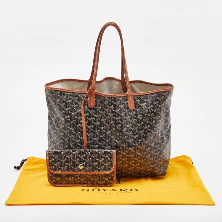 Pre Owned Goyard Black/Tan Goyardine Coated Canvas and Leather Saint Louis PM Tote