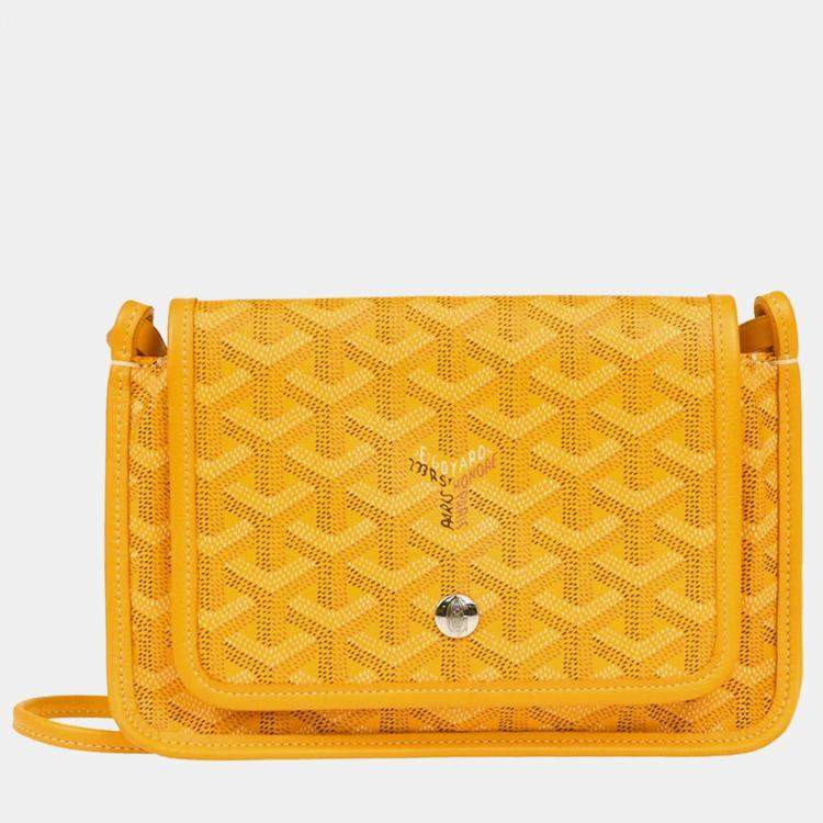 Pre Owned Goyard Plumet Yellow Canvas Shoulder Pochette Wallet