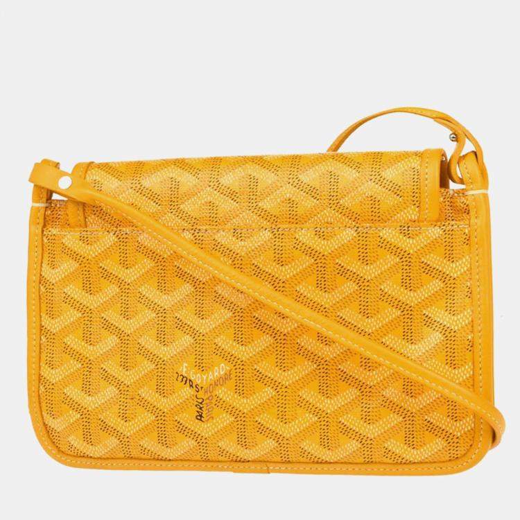 Pre Owned Goyard Plumet Yellow Canvas Shoulder Pochette Wallet