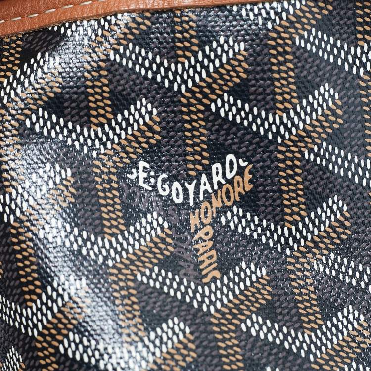 Pre Owned Goyard Black/Tan Goyardine Coated Canvas and Leather Mini Reversible Anjou Tote