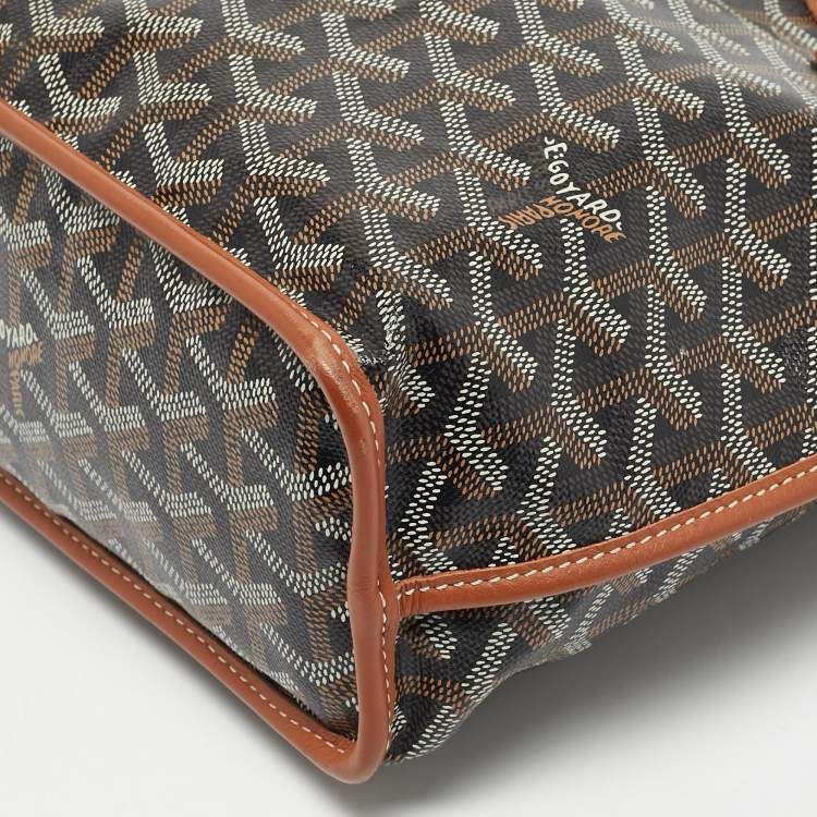 Pre Owned Goyard Black/Tan Goyardine Coated Canvas and Leather Mini Reversible Anjou Tote