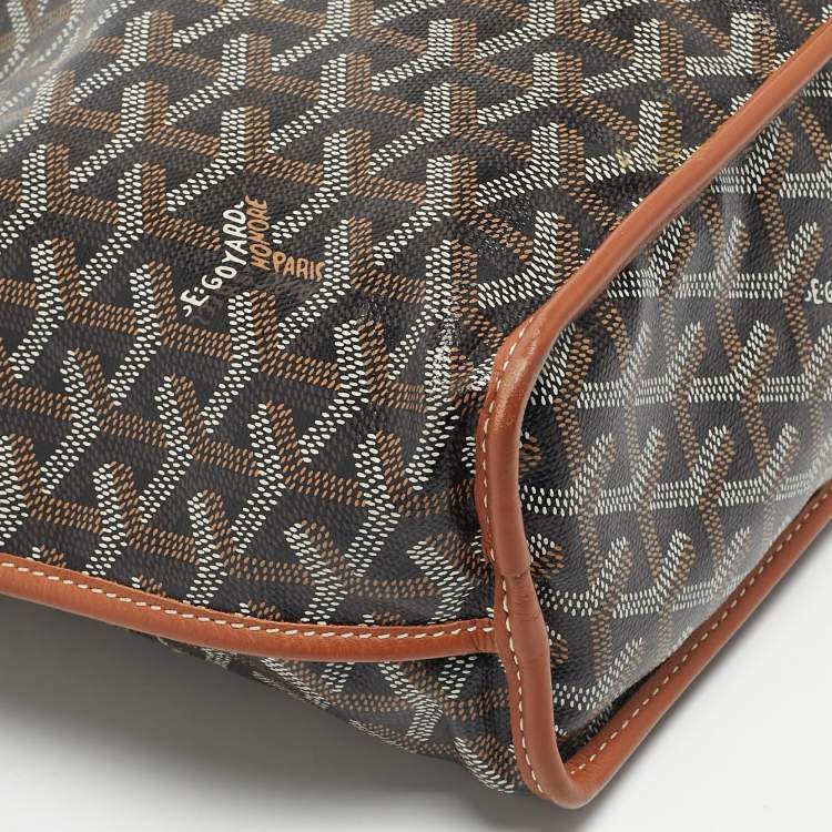 Pre Owned Goyard Black/Tan Goyardine Coated Canvas and Leather Mini Reversible Anjou Tote