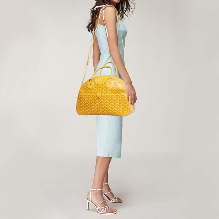 Pre Owned Goyard Yellow Goyardine Coated Canvas and Leather St. Jeanne GM Bag