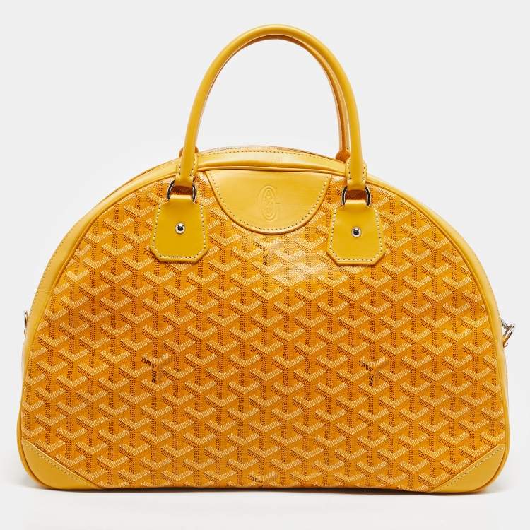 Pre Owned Goyard Yellow Goyardine Coated Canvas and Leather St. Jeanne GM Bag