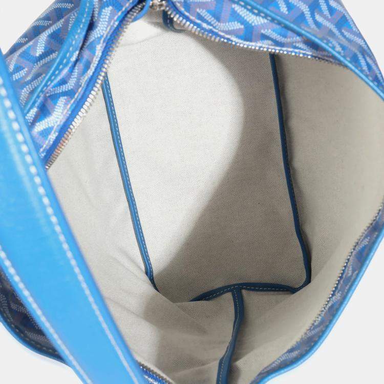 Pre Owned Goyard Blue Goyardine Canvas Boheme Hobo Bag