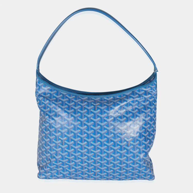 Pre Owned Goyard Blue Goyardine Canvas Boheme Hobo Bag