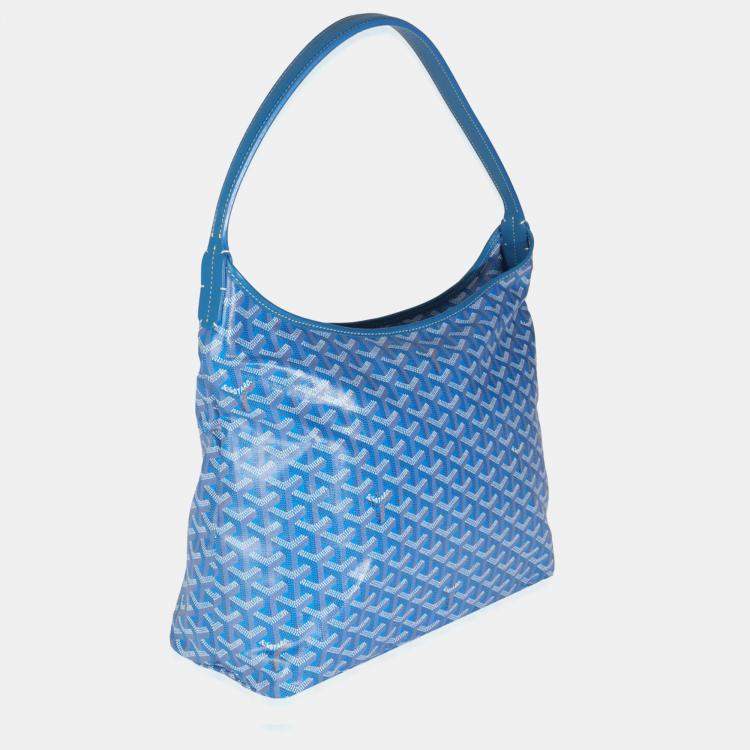 Pre Owned Goyard Blue Goyardine Canvas Boheme Hobo Bag