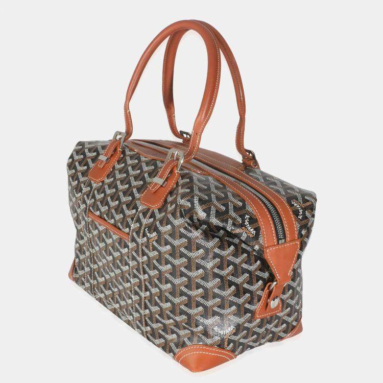 Pre Owned Goyard Gold/Black Goyardine Canvas Boeing 30 Bag