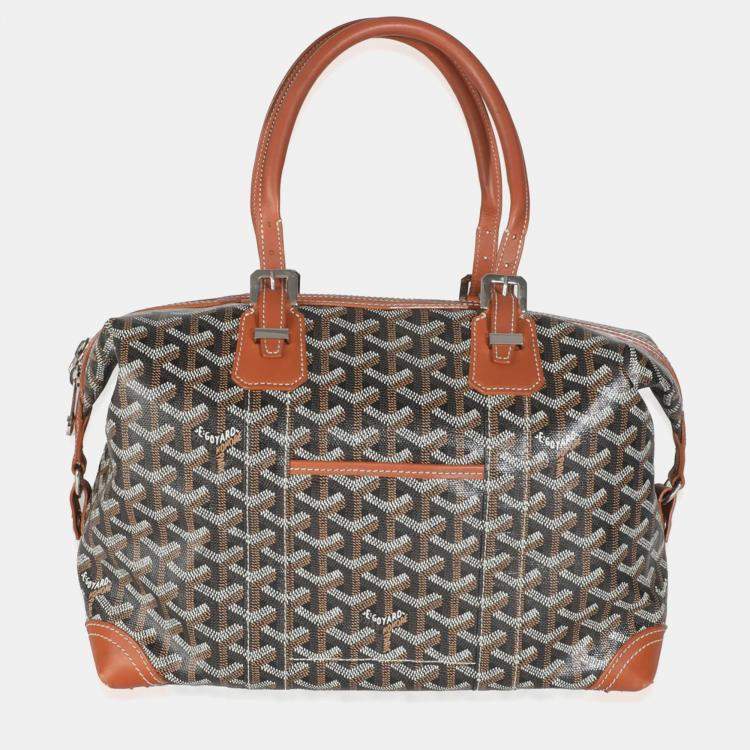 Pre Owned Goyard Gold/Black Goyardine Canvas Boeing 30 Bag