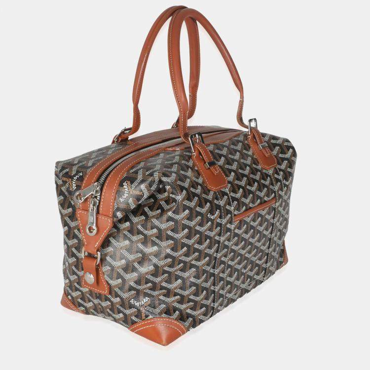 Pre Owned Goyard Gold/Black Goyardine Canvas Boeing 30 Bag