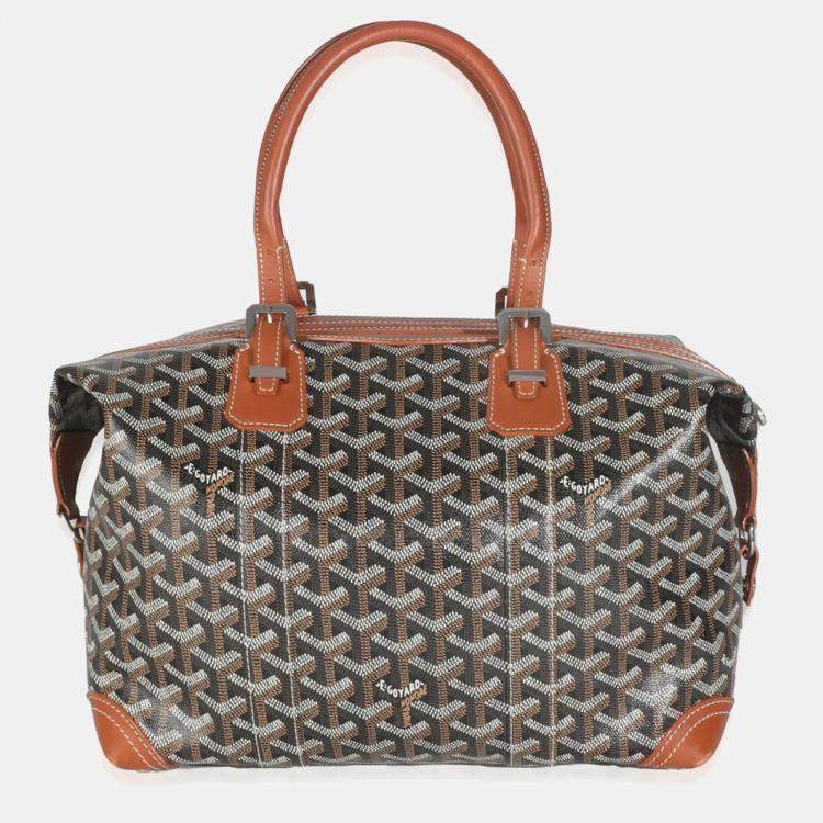 Pre Owned Goyard Gold/Black Goyardine Canvas Boeing 30 Bag