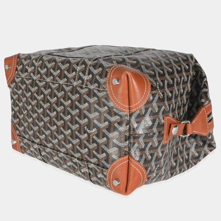 Pre Owned Goyard Gold/Black Goyardine Canvas Boeing 30 Bag