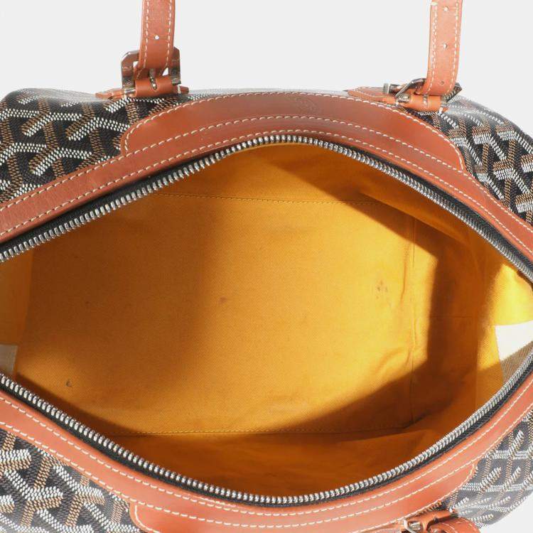 Pre Owned Goyard Gold/Black Goyardine Canvas Boeing 30 Bag