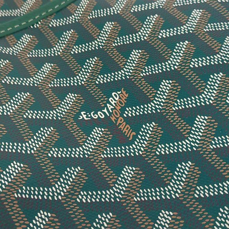 Pre Owned Goyard Brown Green Coated Canvas and Leather Jubilee GM