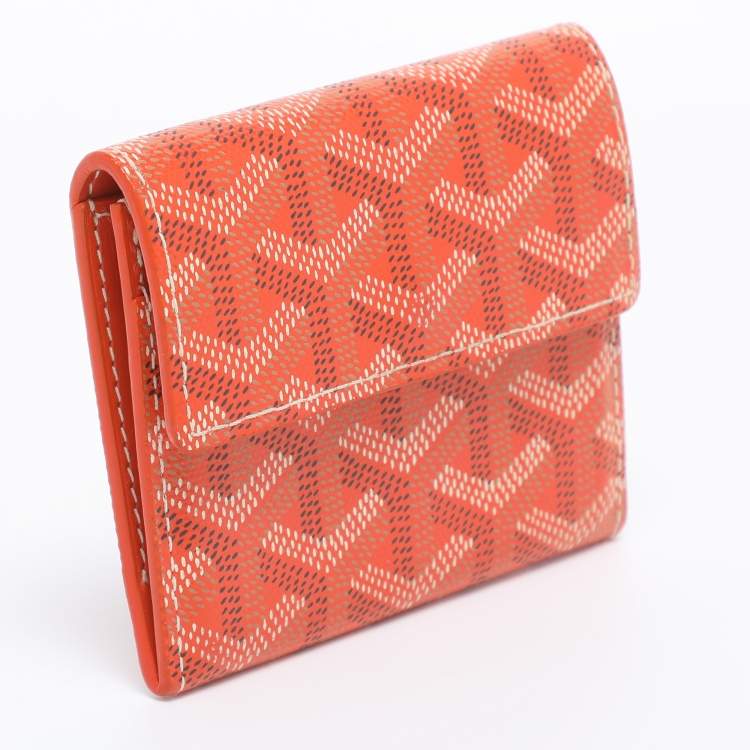 Pre Owned Goyard Orange Goyardine Coated Canvas and Leather Marigny Wallet