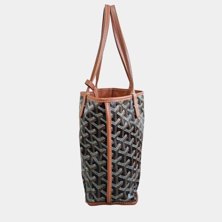 Pre Owned Goyard Brown Goyardine Coated Canvas & Leather Mini Anju Tote Bag
