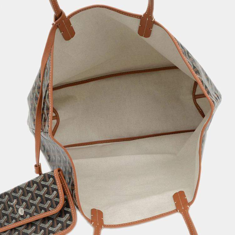 Pre Owned Goyard Saint Louis PM Brown Goyardine Canvas Tote Bag
