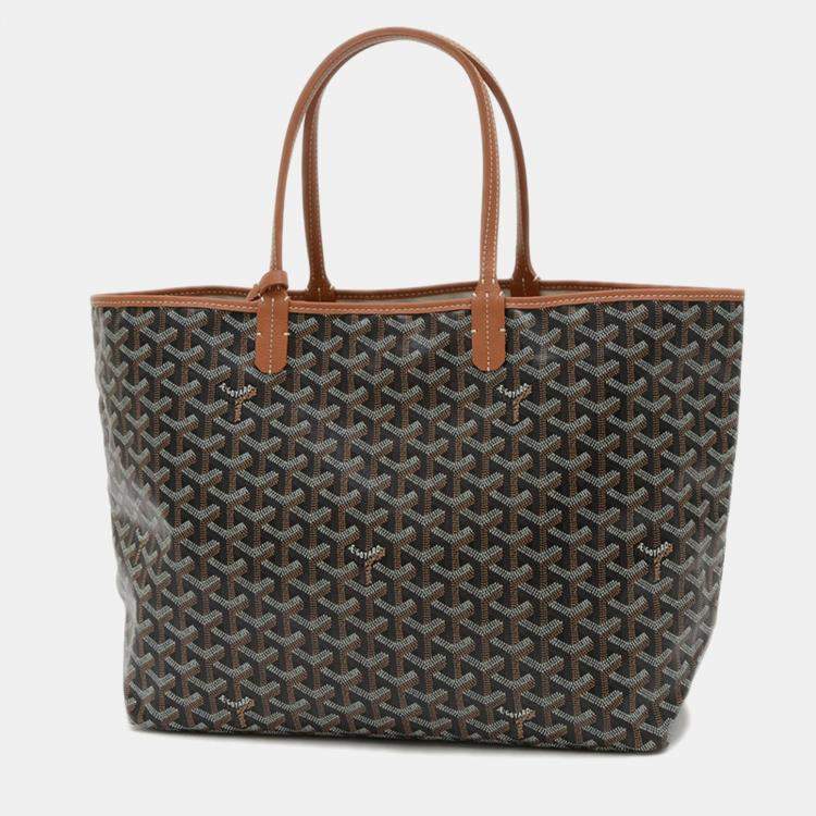Pre Owned Goyard Saint Louis PM Brown Goyardine Canvas Tote Bag