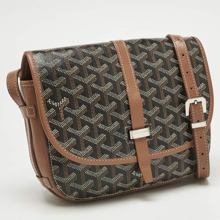 Pre Owned Goyard Brown Goyardine Coated Canvas Belvedere ll PM Bag
