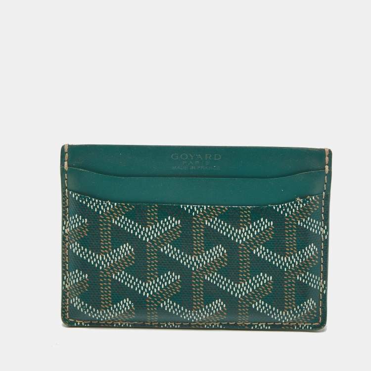 Pre Owned Goyard Green Goyardine Coated Canvas and Leather Saint Sulpice Card Holder