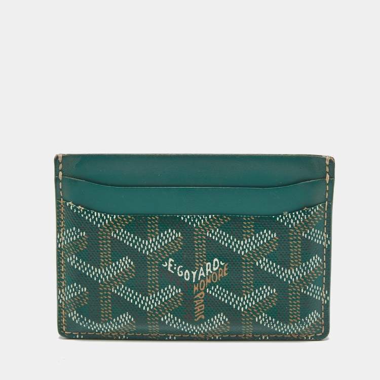 Pre Owned Goyard Green Goyardine Coated Canvas and Leather Saint Sulpice Card Holder