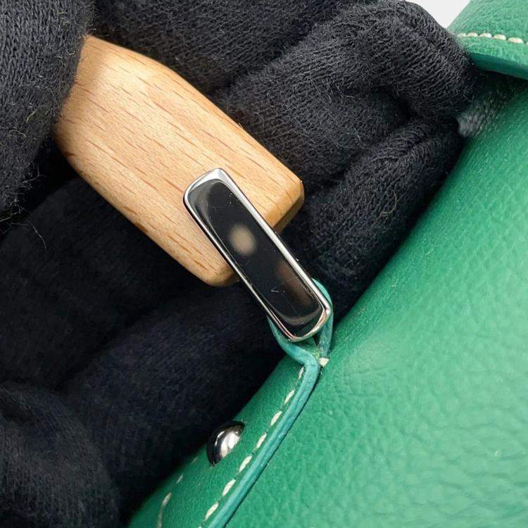 Pre Owned Goyard Saigon Mini Green Leather Pvc Coated Canvas Bag
