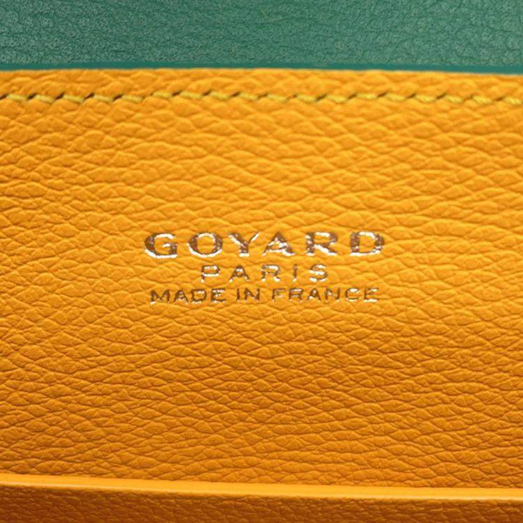 Pre Owned Goyard Saigon Mini Green Leather Pvc Coated Canvas Bag