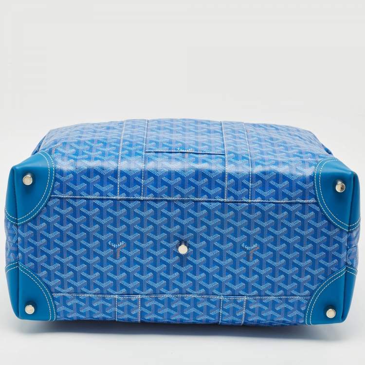 Pre Owned Goyard Blue Goyardine Coated Canvas and Leather Boeing 45 Duffle Bag