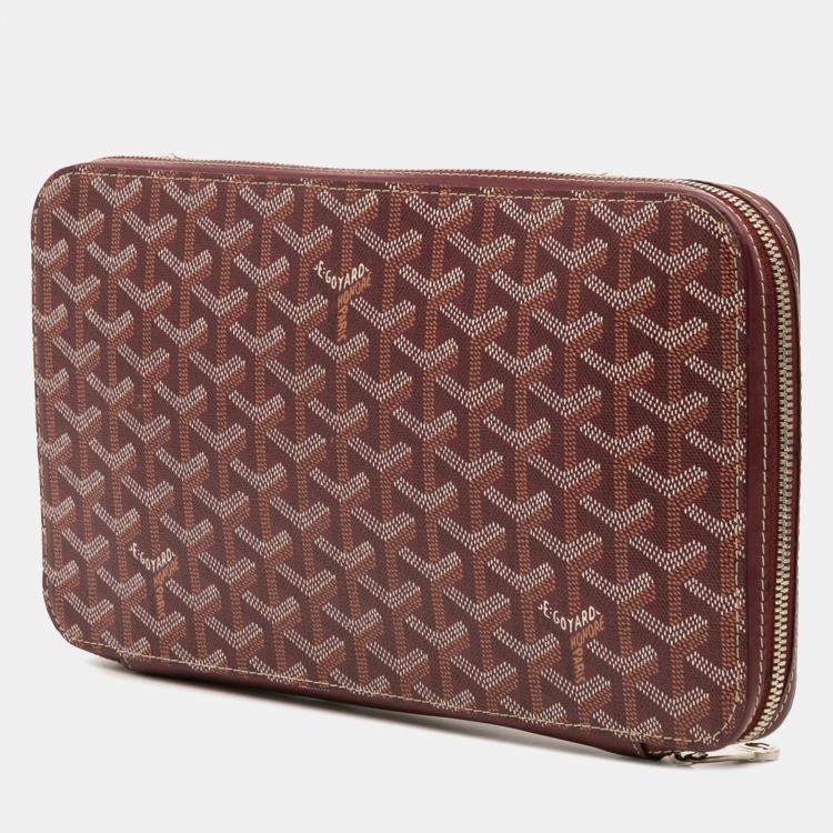 Pre Owned Goyard Red Goyardine Opera Travel Wallet