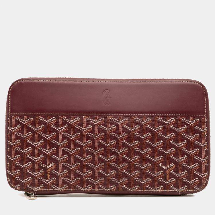 Pre Owned Goyard Red Goyardine Opera Travel Wallet