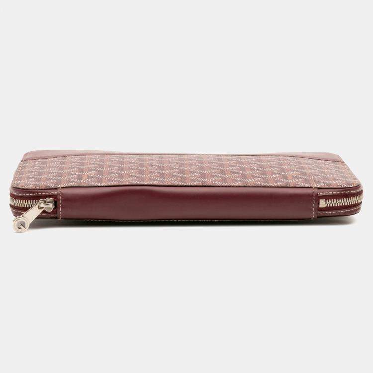 Pre Owned Goyard Red Goyardine Opera Travel Wallet