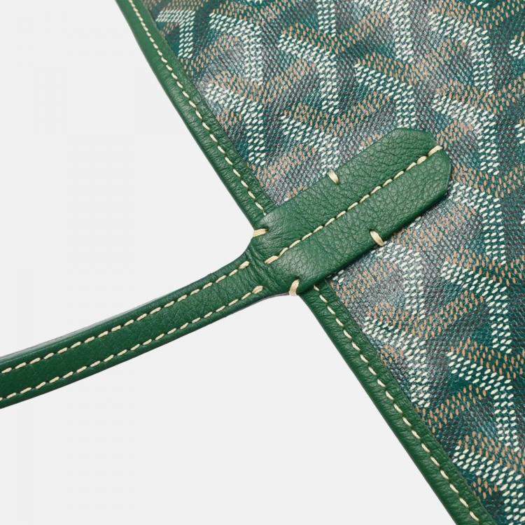 Pre Owned Goyard Saint Louis PM Green Goyardine Tote Bag