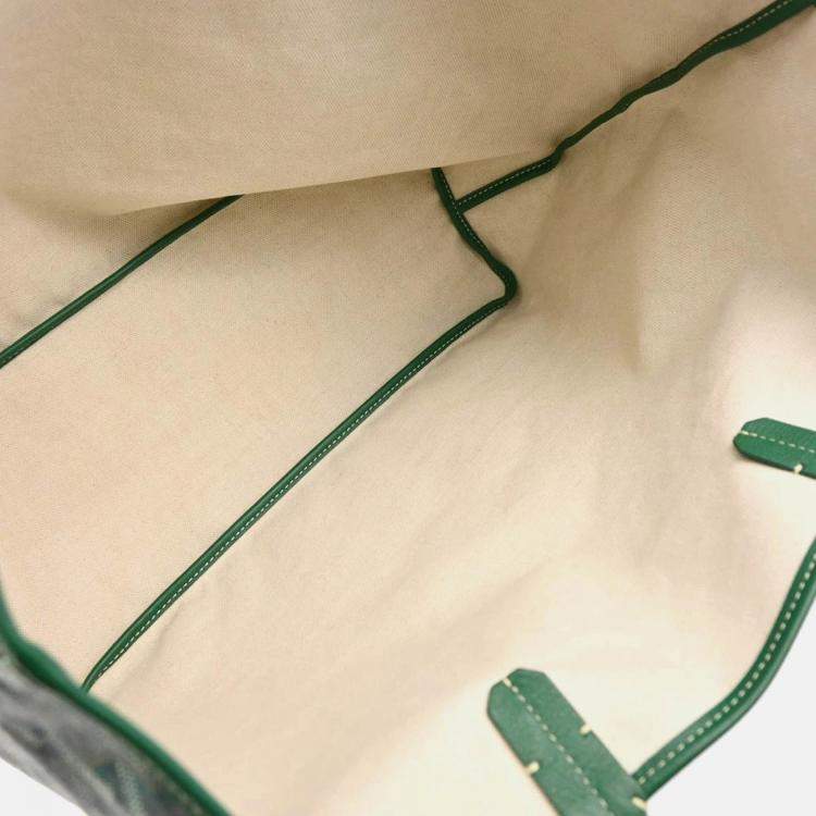 Pre Owned Goyard Saint Louis PM Green Goyardine Tote Bag