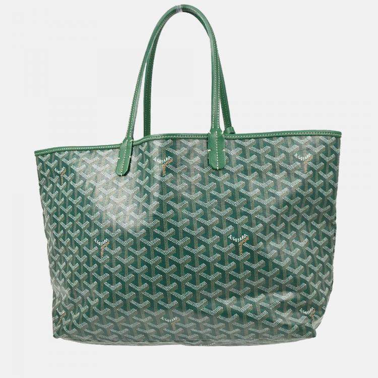 Pre Owned Goyard Saint Louis PM Green Goyardine Tote Bag
