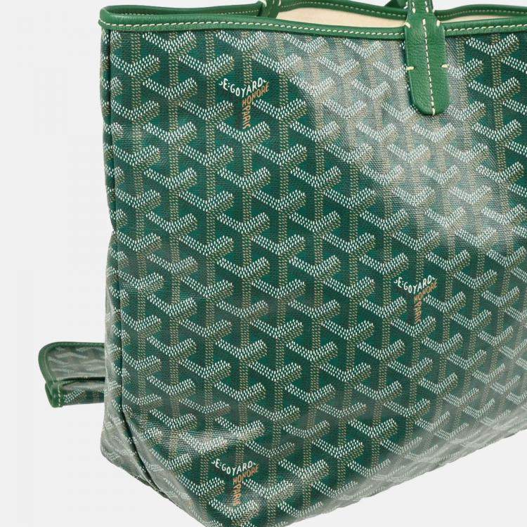 Pre Owned Goyard Saint Louis PM Green Goyardine Tote Bag