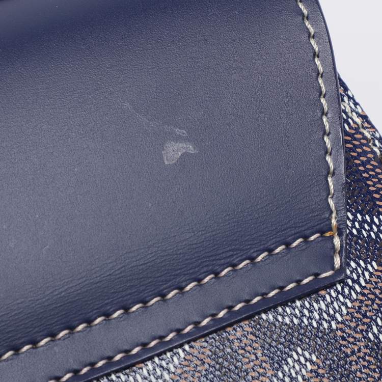 Pre Owned Goyard Navy Blue Goyardine Coated Canvas and Leather Saigon MM Top Handle Bag