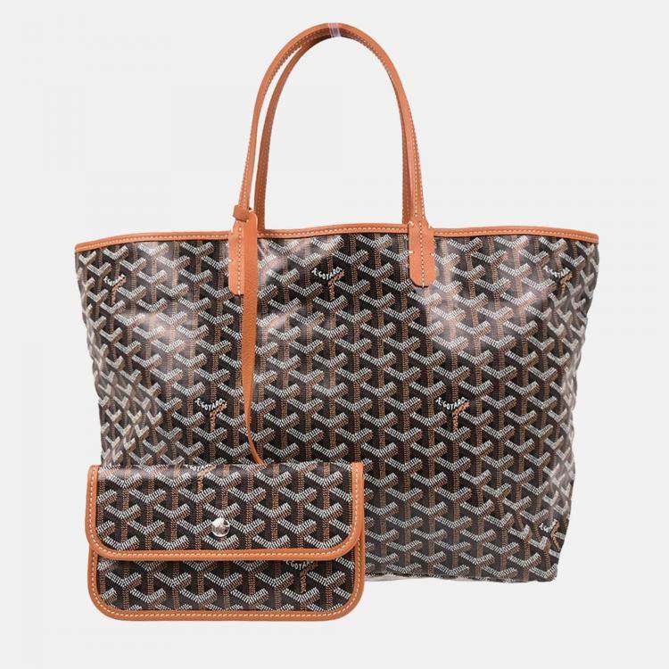 Pre Owned Goyard Saint Louis PM Black Goyardine Canvas Tote Bag