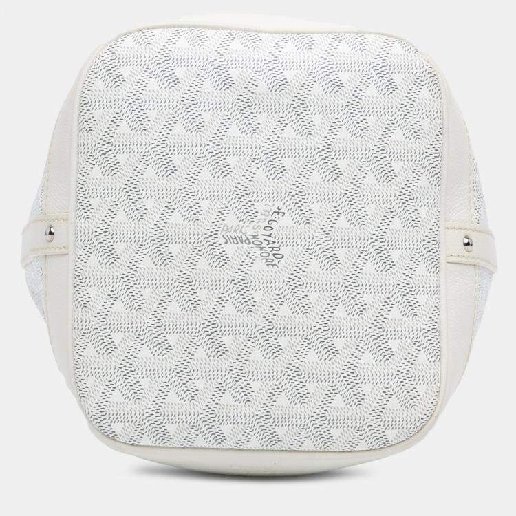 Pre Owned Goyard Petit Flot White Goyardine Canvas Bucket Bag