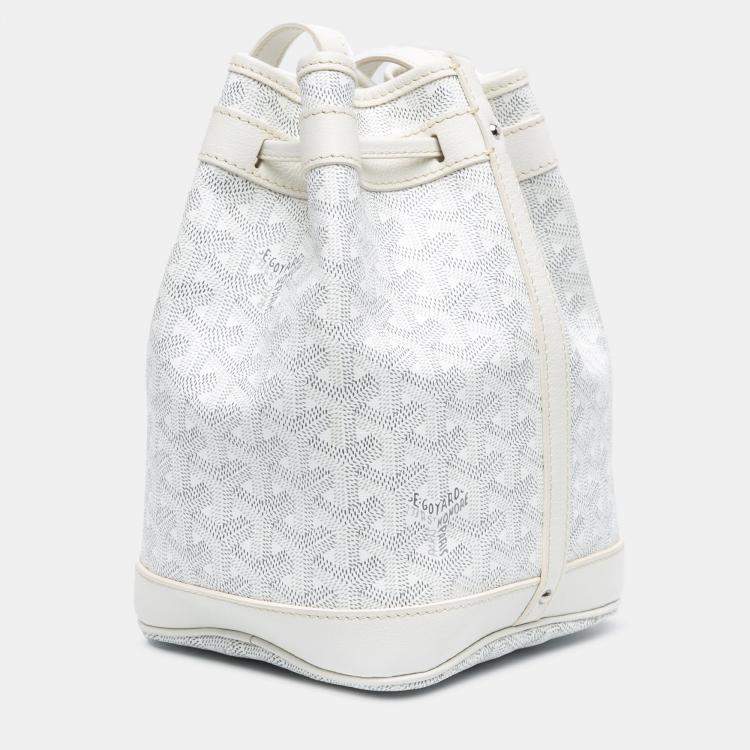 Pre Owned Goyard Petit Flot White Goyardine Canvas Bucket Bag